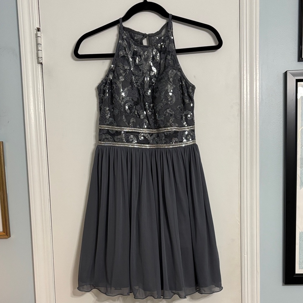 BCX Gray and Silver Mini Dress